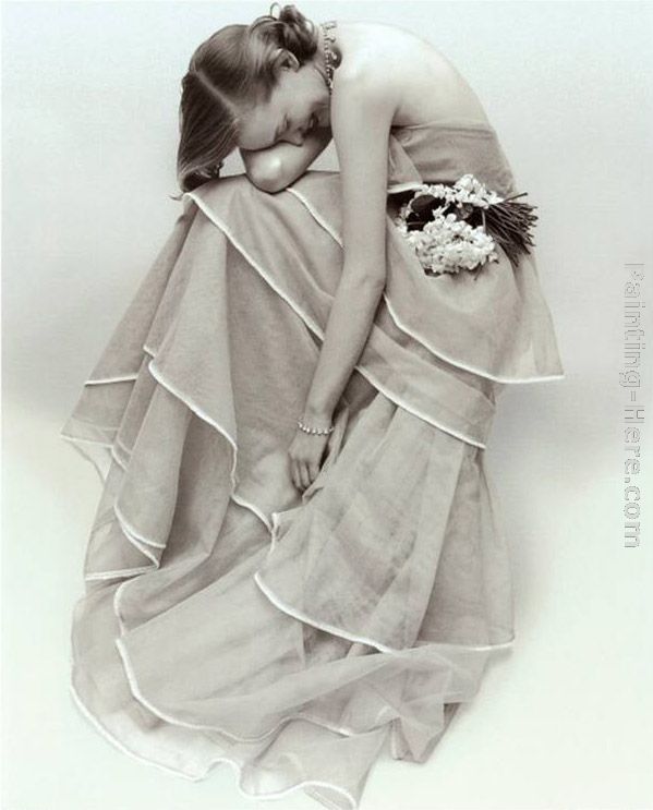Tiered Evening Dress, March painting - Norman Parkinson Tiered Evening Dress, March art painting